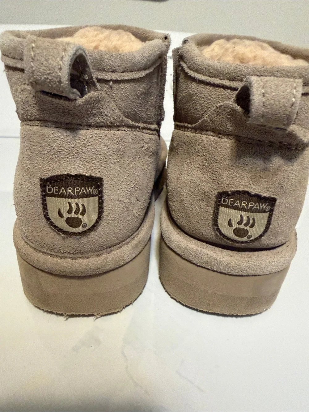 BearPaw Kids Tan Suede Shearling Lined Boots